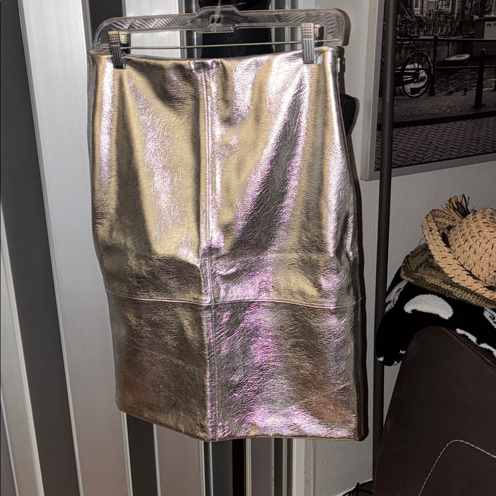 H&M Shimmering Silver Pencil Skirt